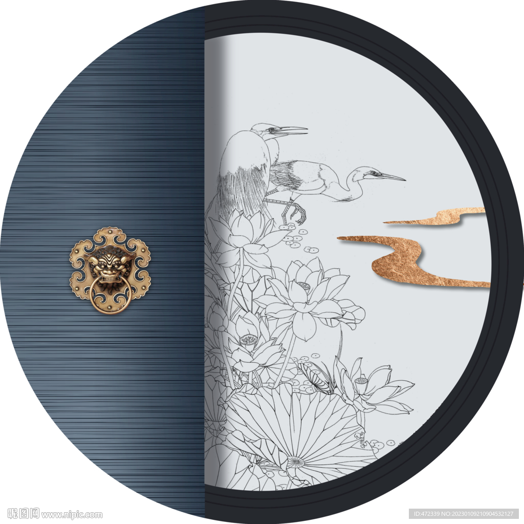 新中式线描国画装饰画