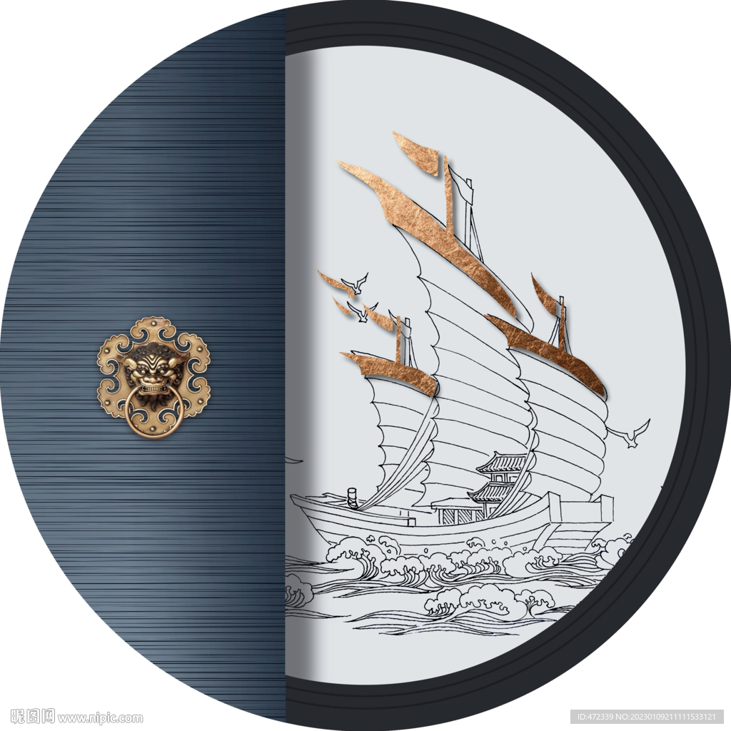 新中式线描国画装饰画