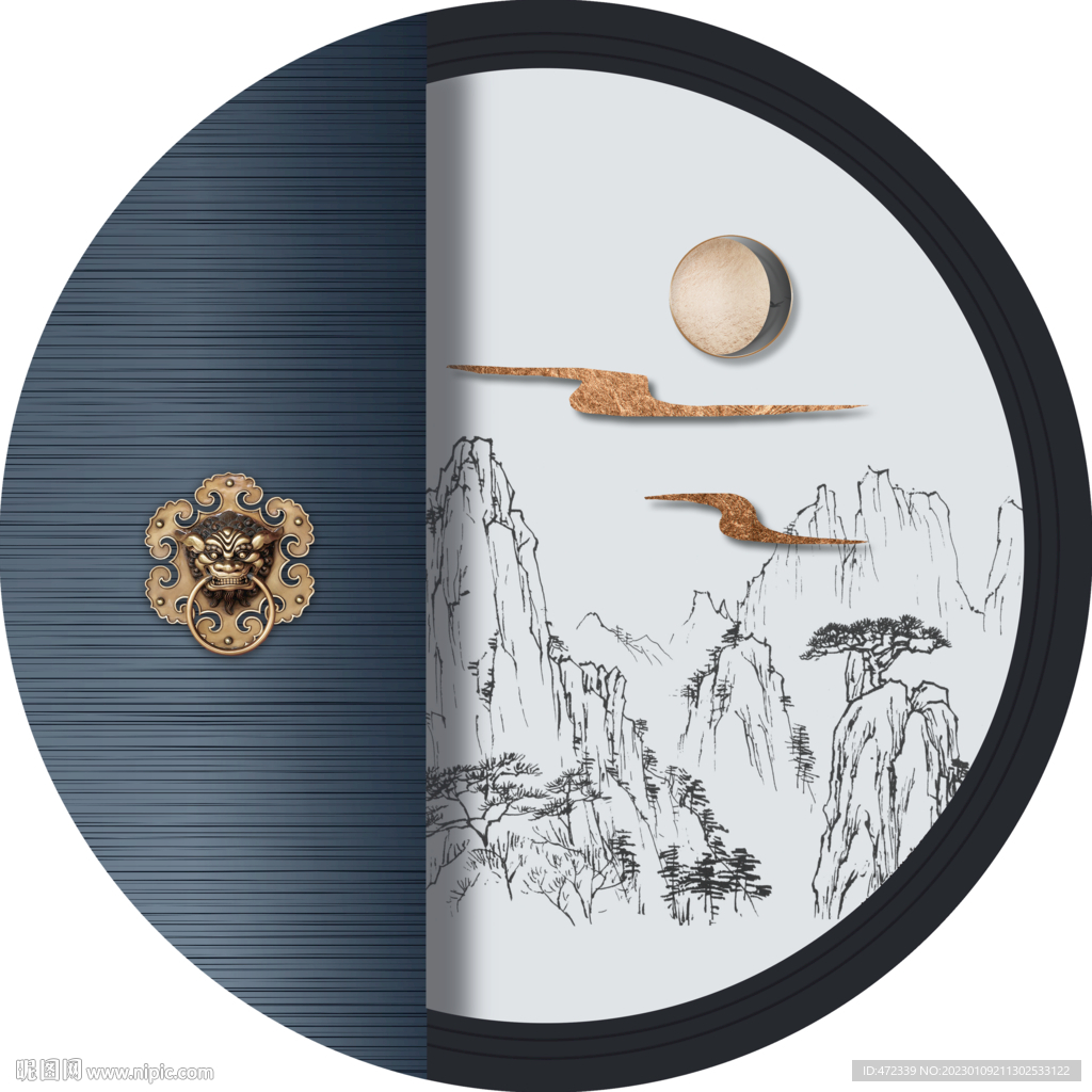 新中式线描国画装饰画