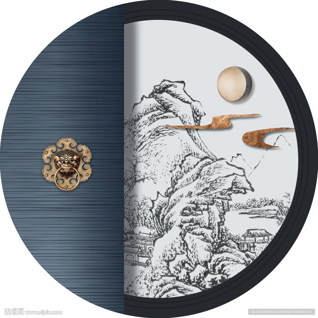 新中式线描国画装饰画