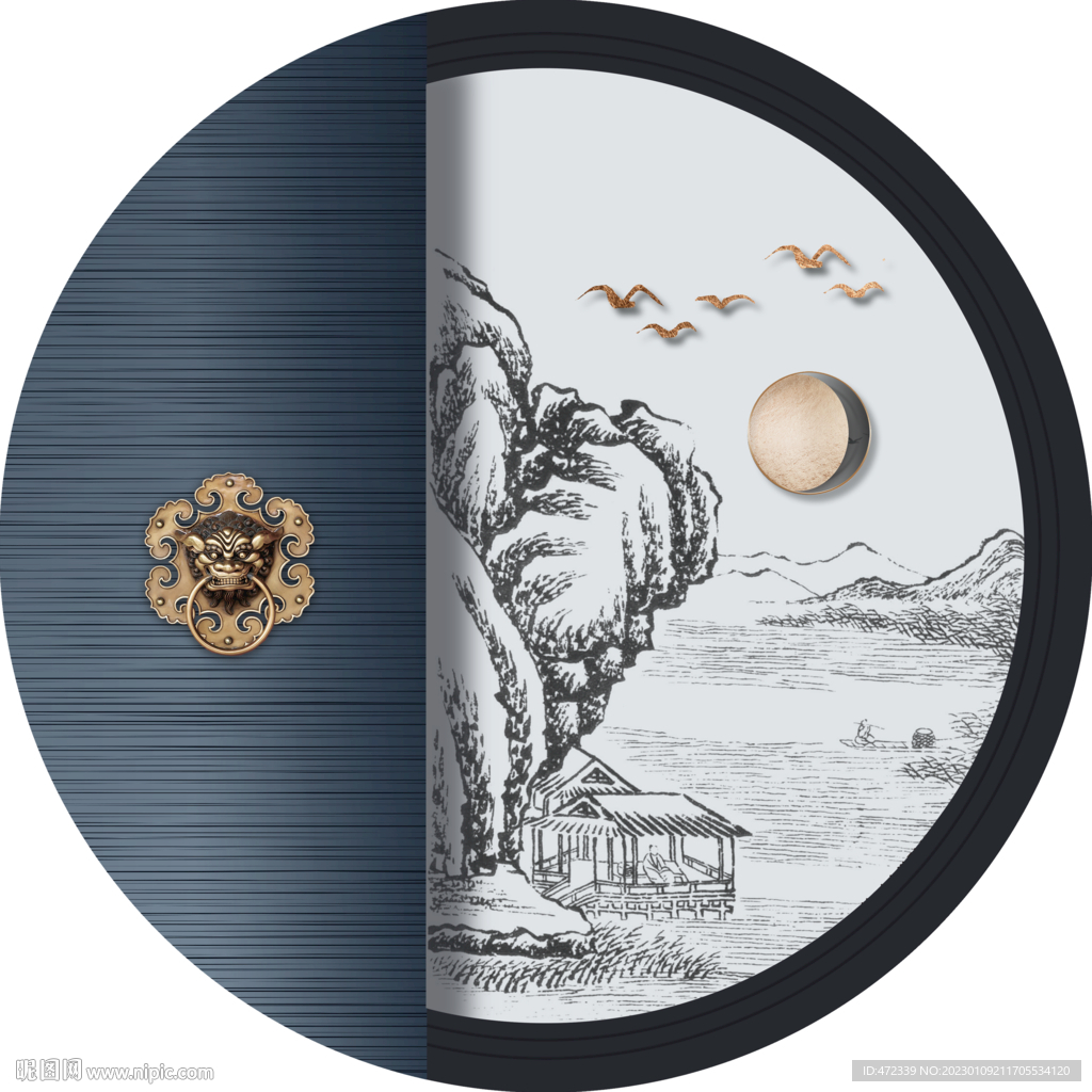 新中式线描国画装饰画