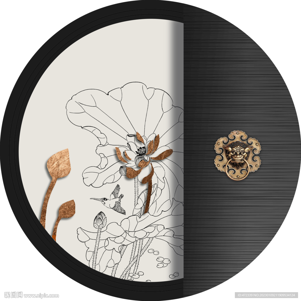 新中式线描国画装饰画