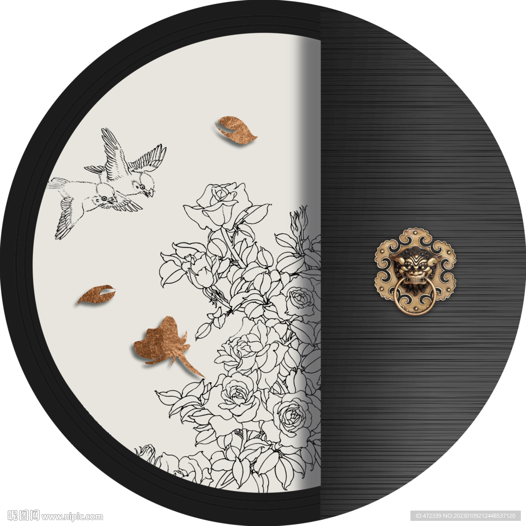 新中式线描国画装饰画