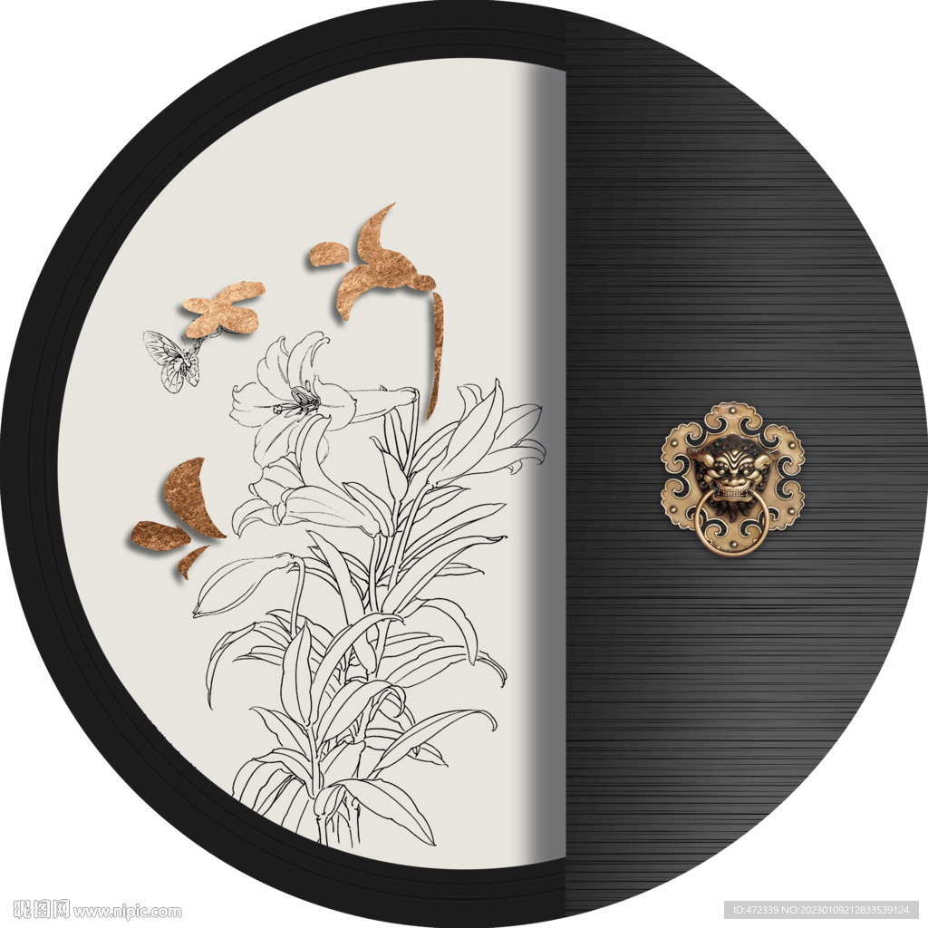 新中式线描国画装饰画