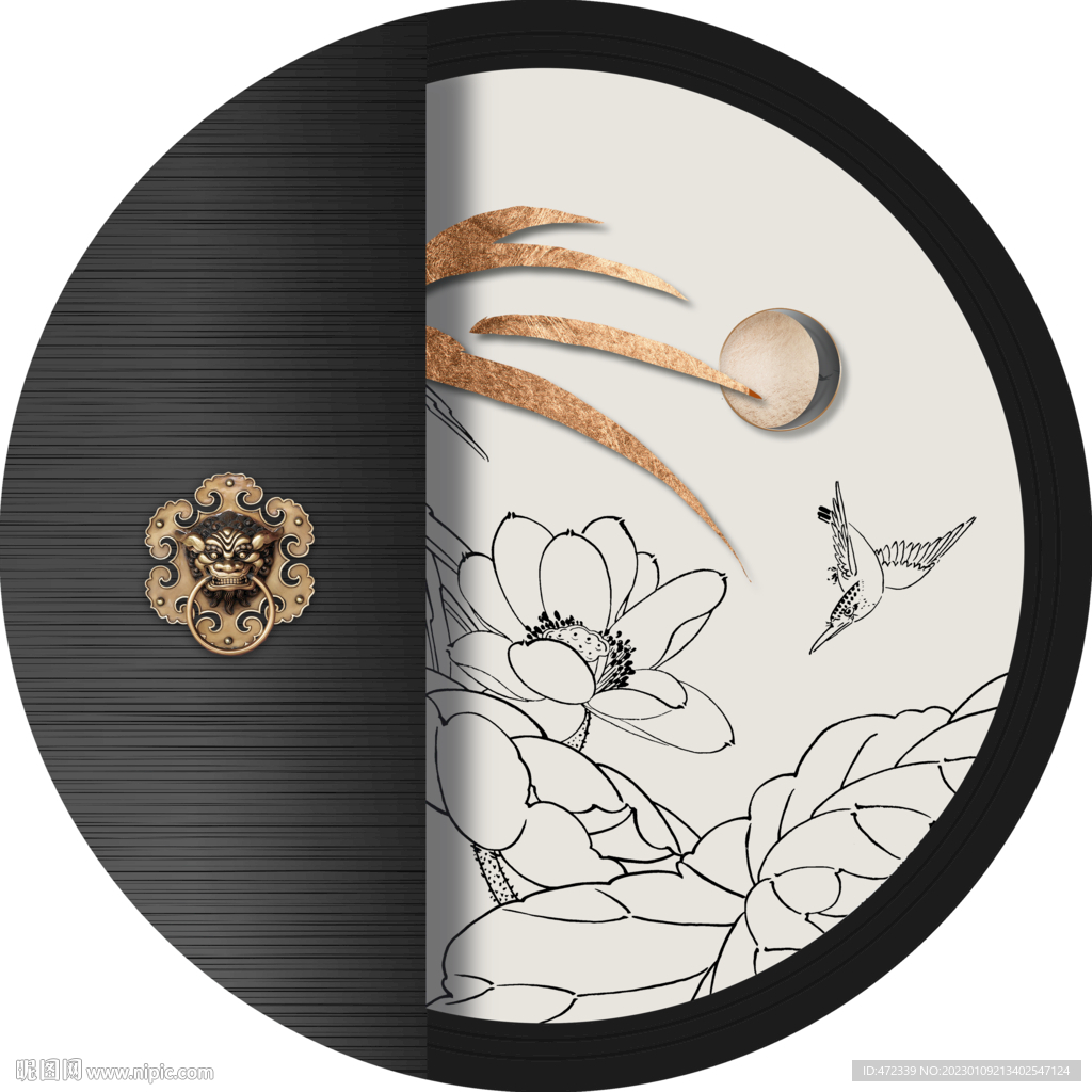 新中式线描国画装饰画