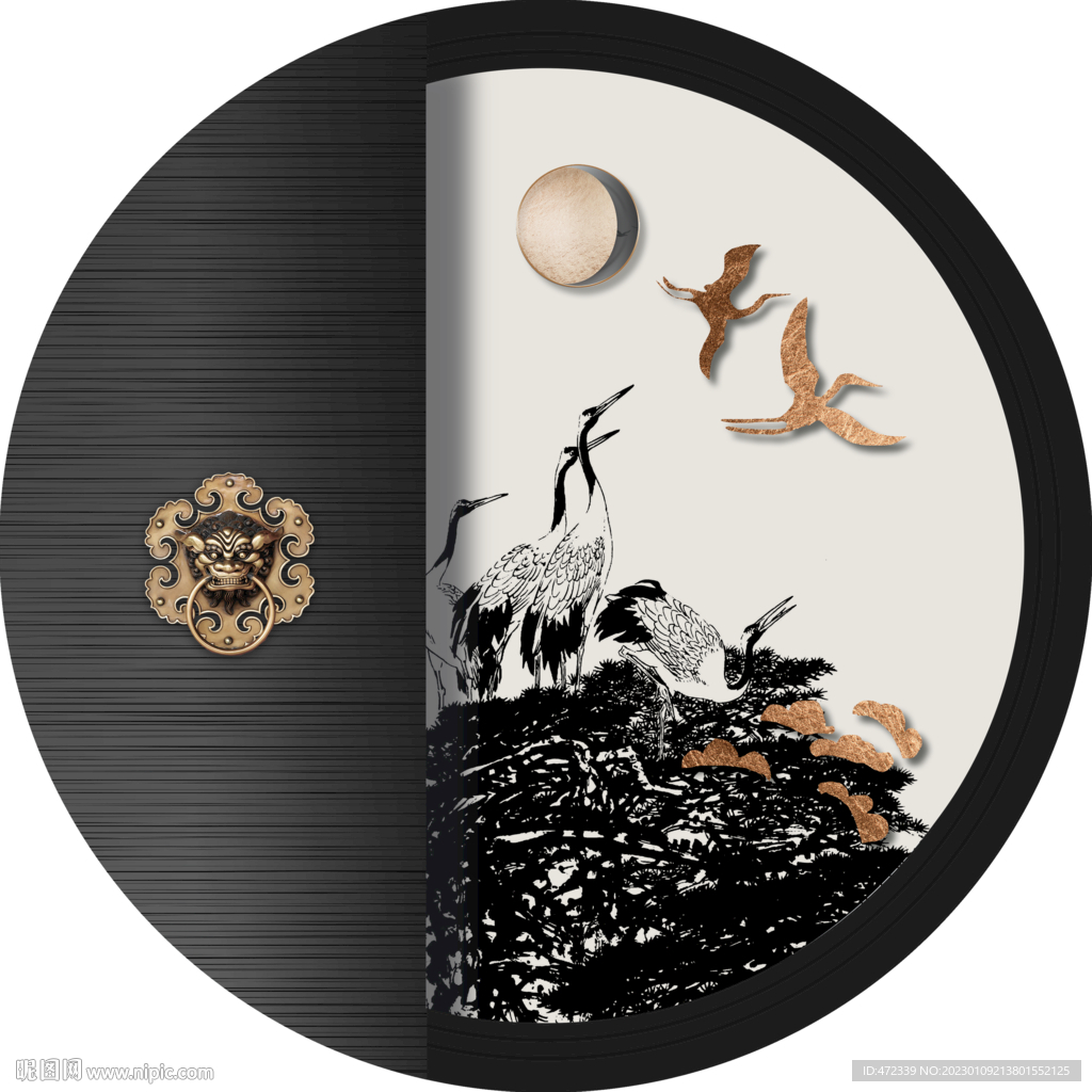 新中式线描国画装饰画