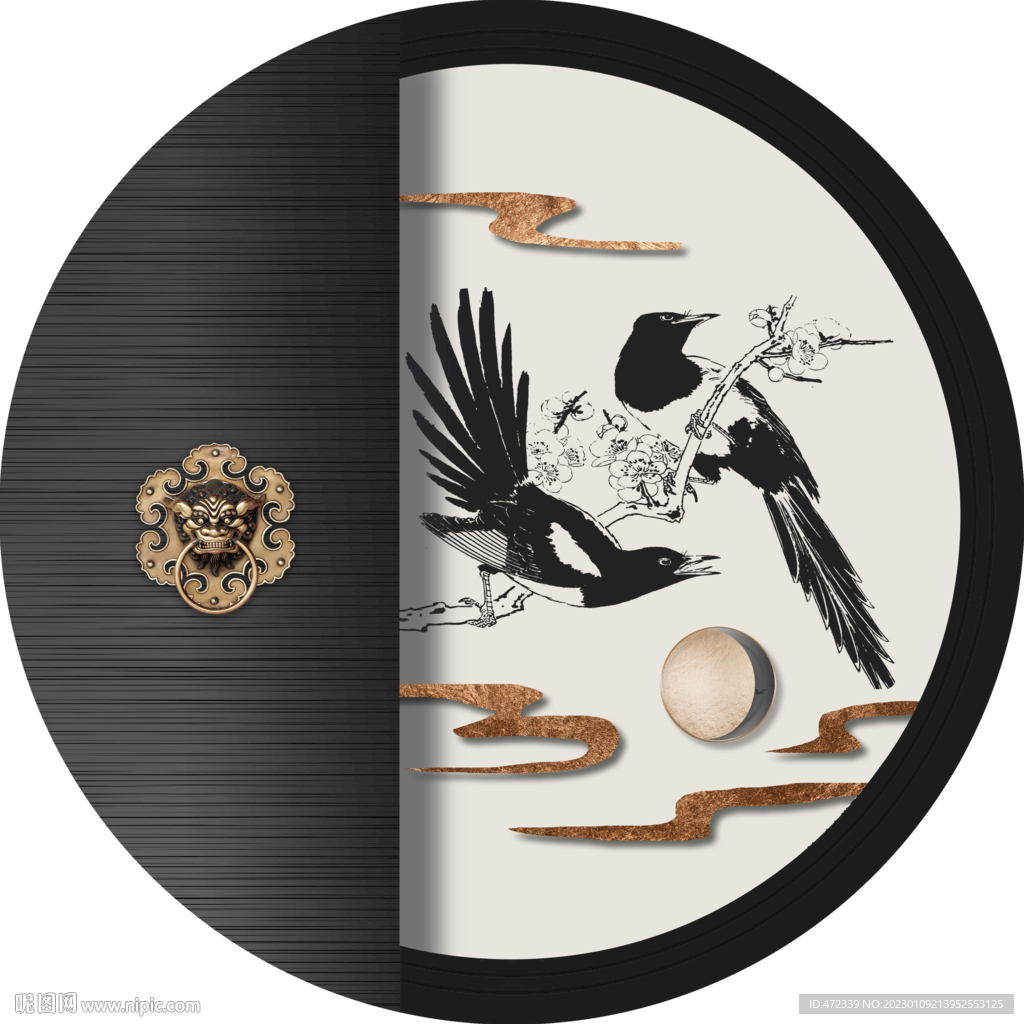 新中式线描国画装饰画