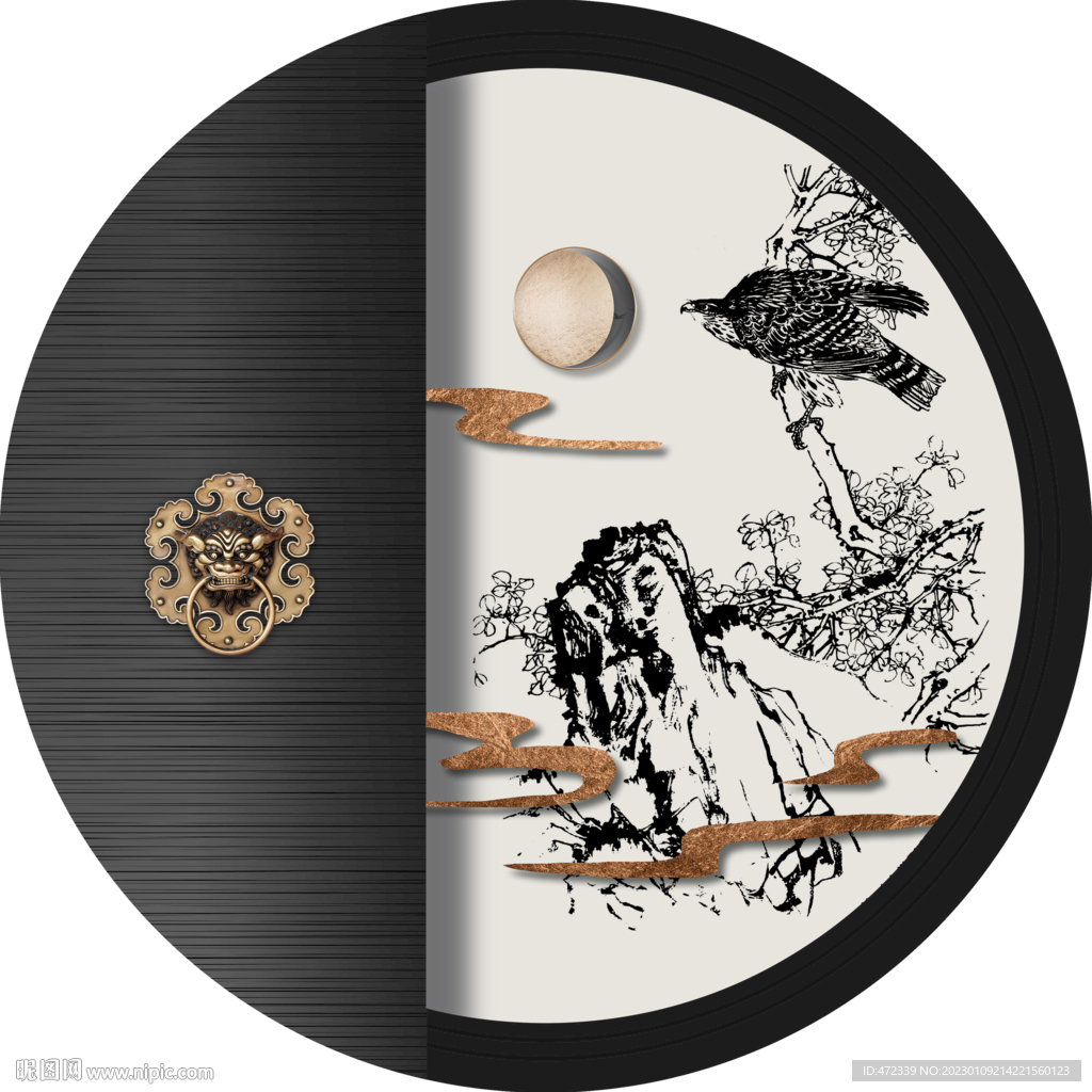 新中式线描国画装饰画