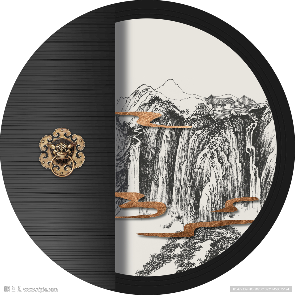 新中式线描国画装饰画