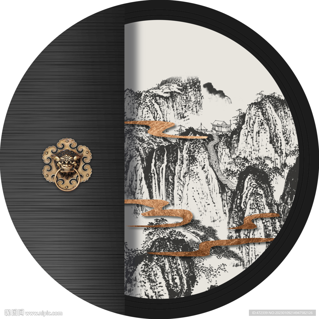 新中式线描国画装饰画