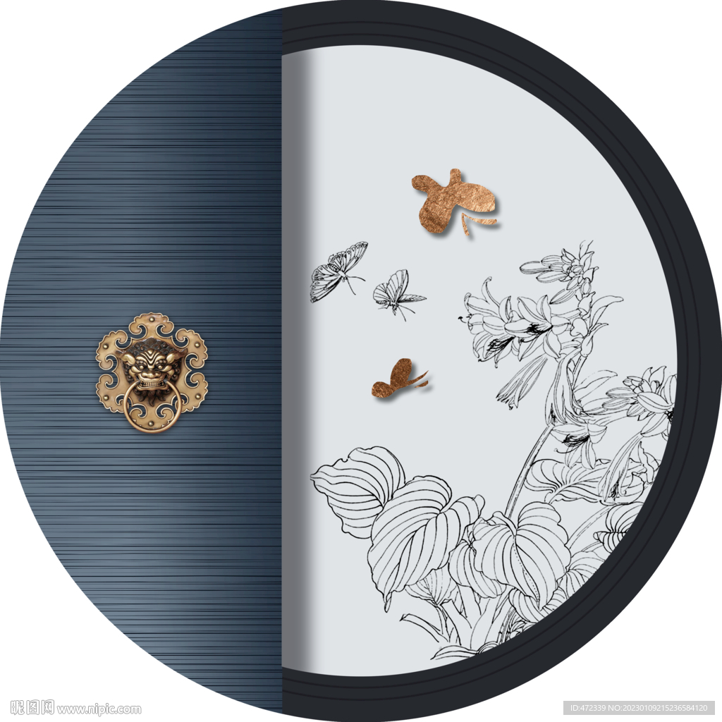 新中式线描国画装饰画