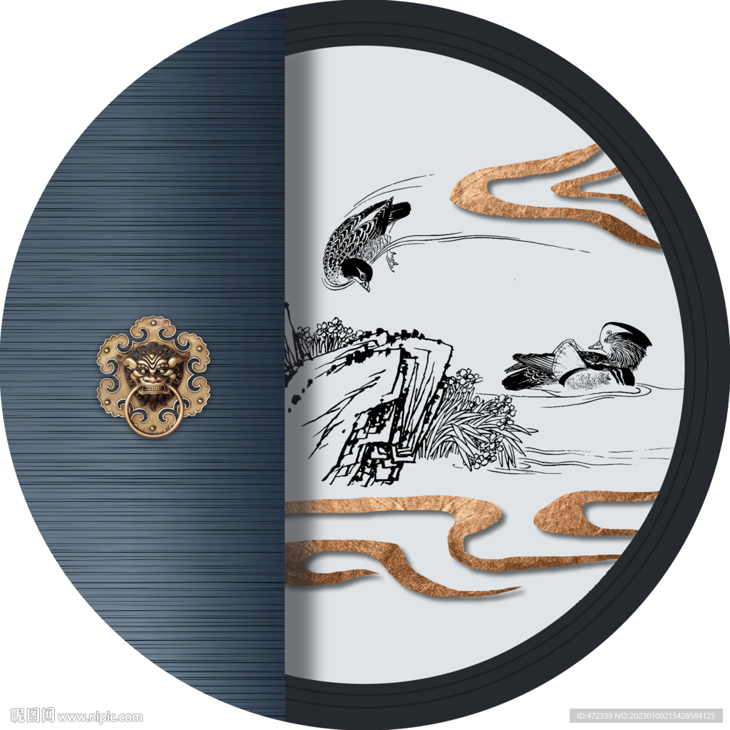 新中式线描国画装饰画