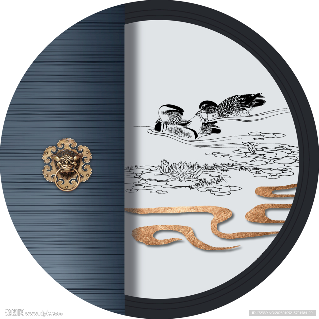 新中式线描国画装饰画