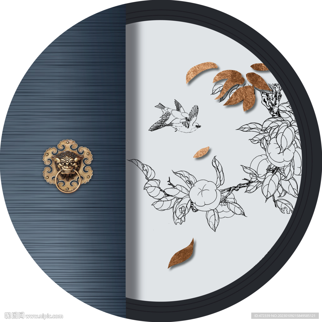 新中式线描国画装饰画