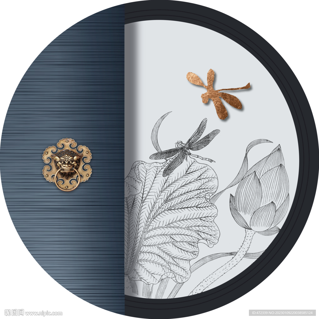 新中式线描国画装饰画