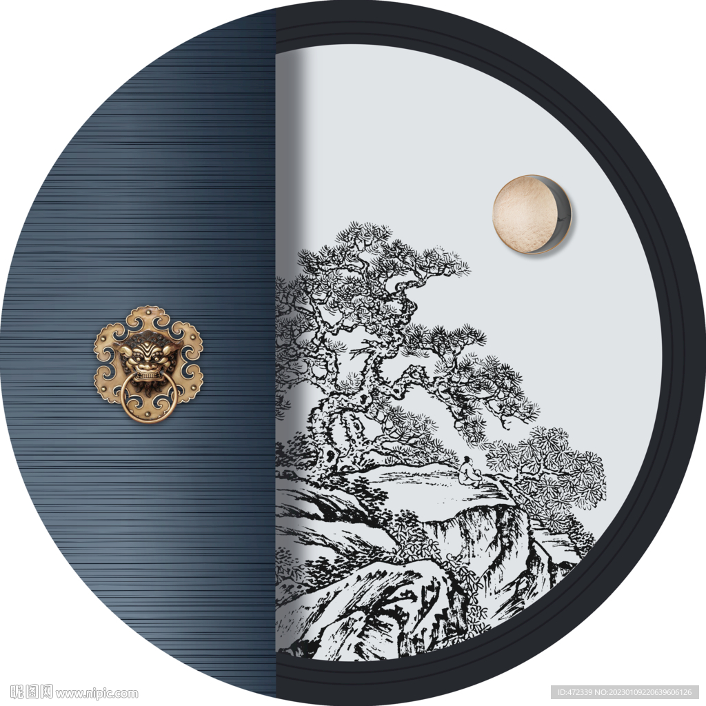 新中式线描国画装饰画