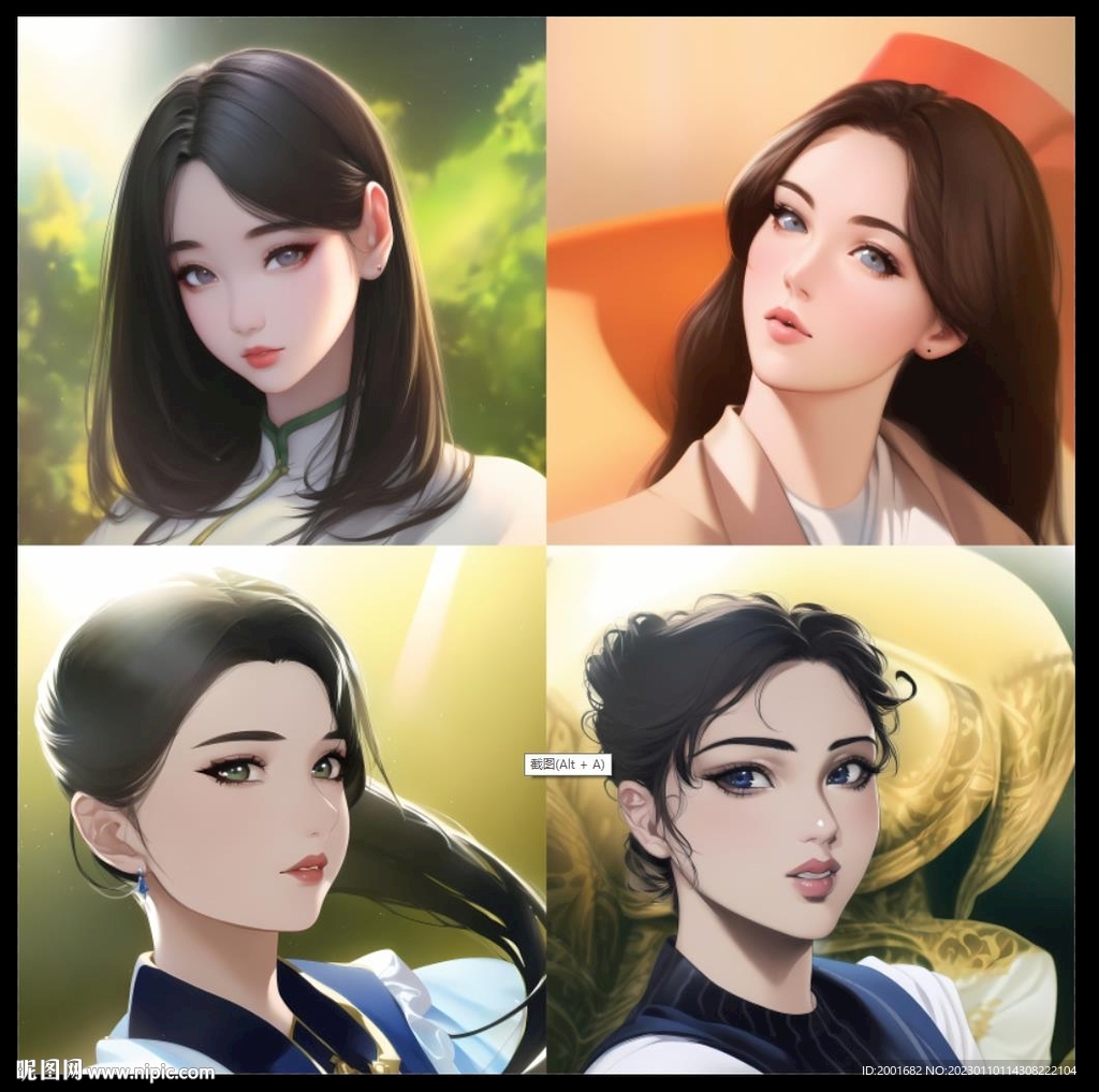 微信美女插画头像素材