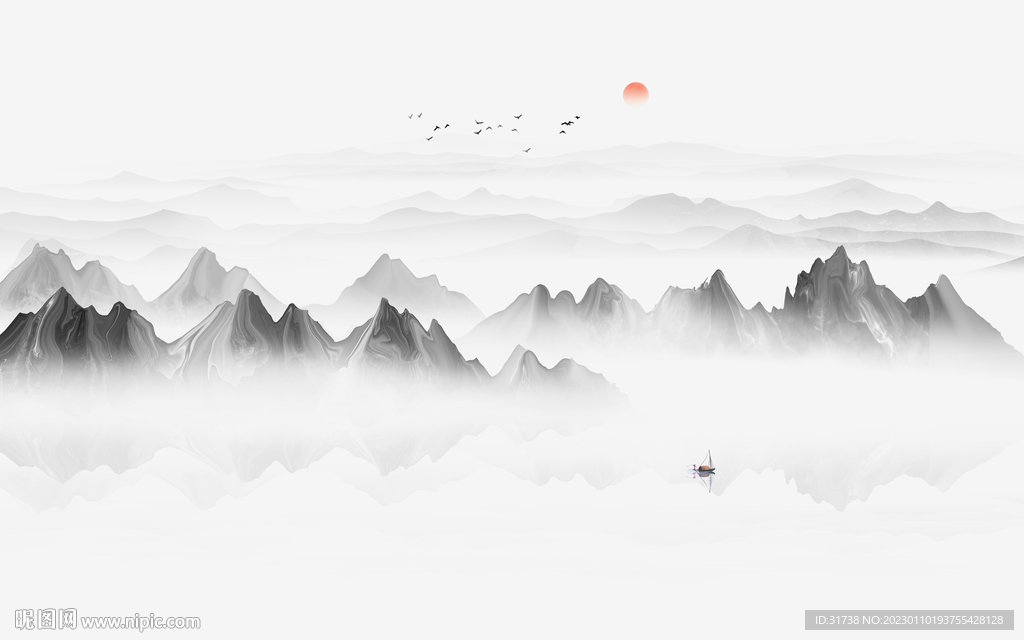 意境水墨山水画