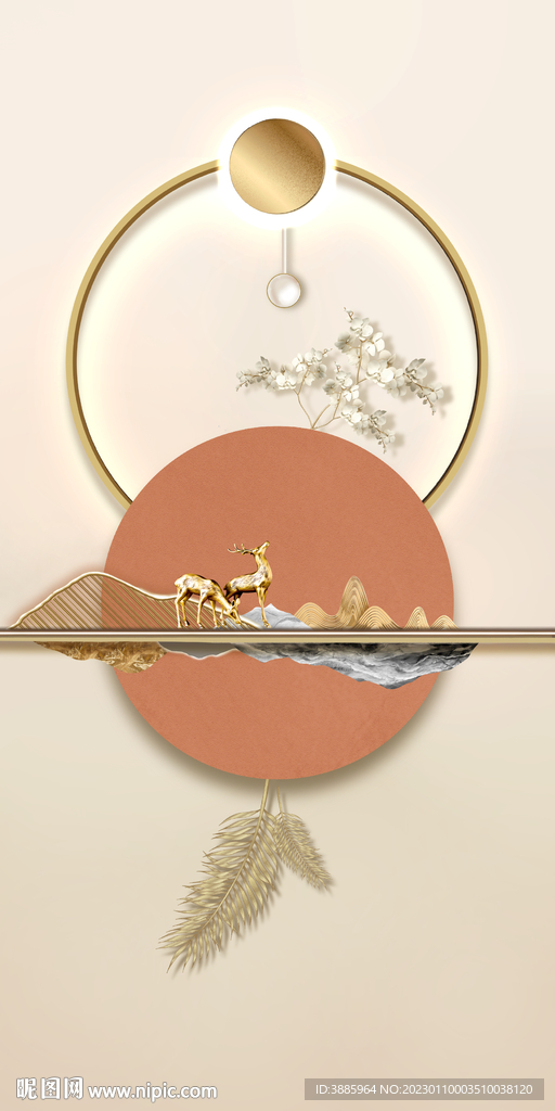 北欧现代轻奢麋鹿装饰画图片