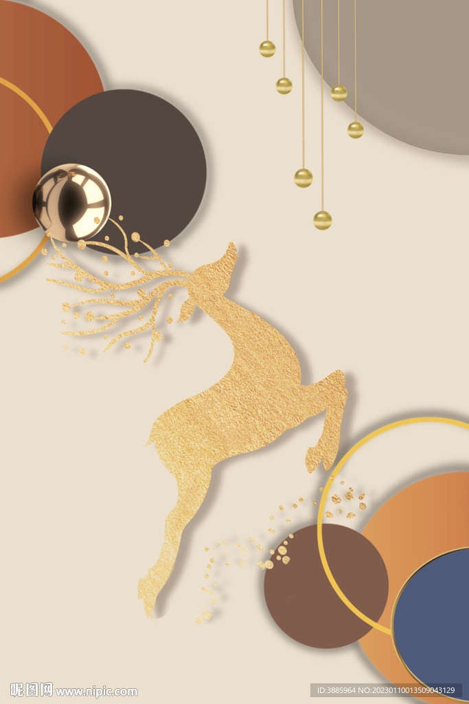 北欧现代轻奢麋鹿装饰画图片