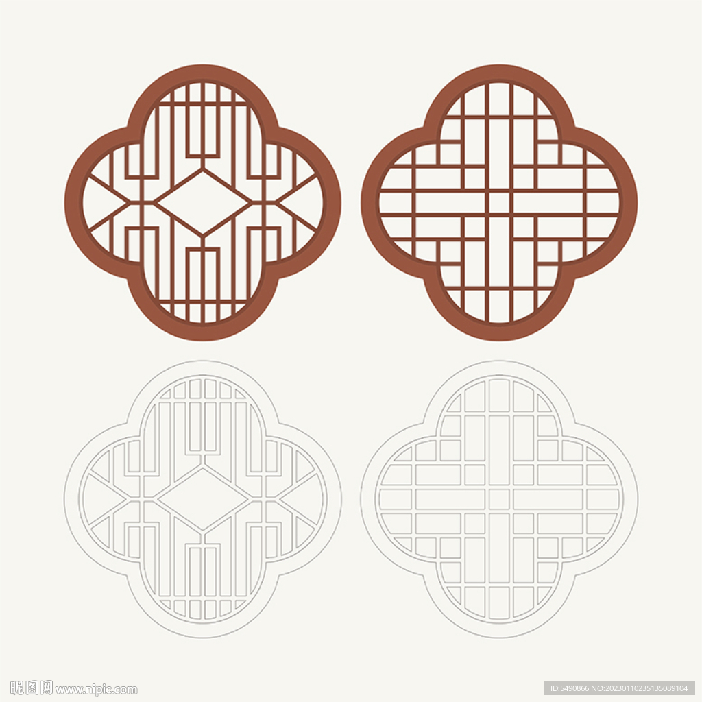 梅花形窗花格 花窗 中式图案