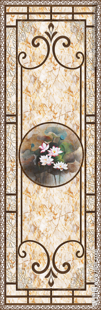 中式荷花边框软膜天花