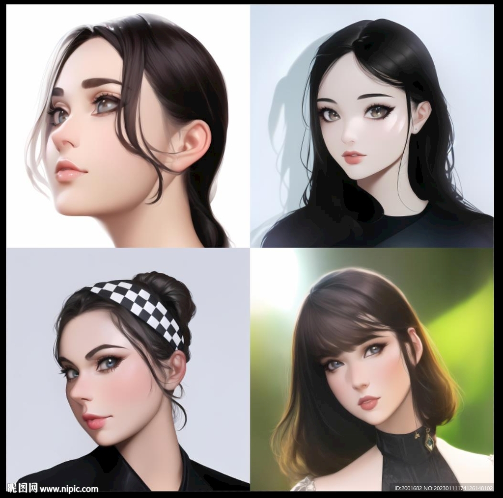 微信美女插画头像素材