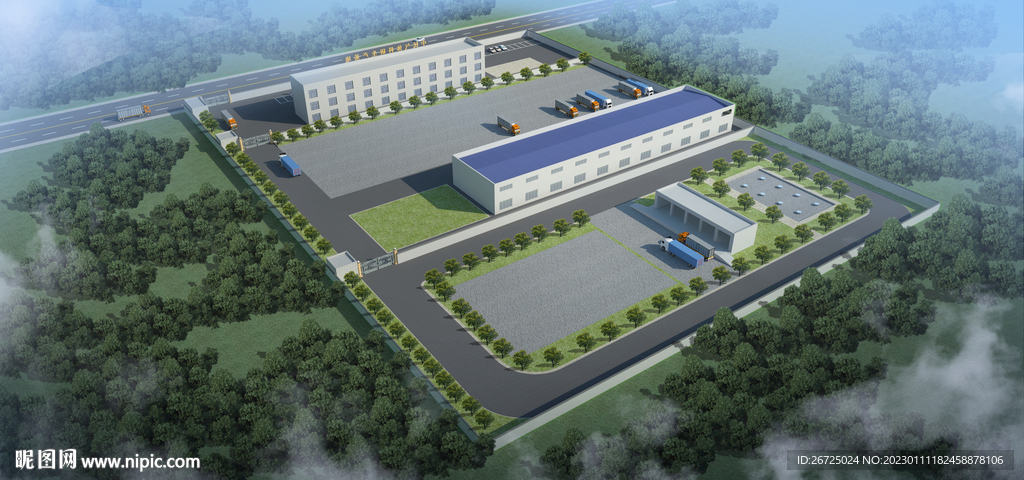 工厂整体规划设计案例鸟瞰图