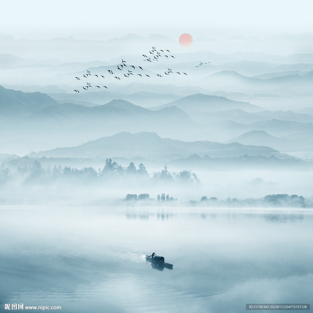 意境水墨山水画