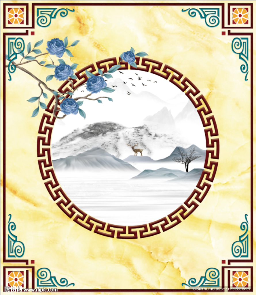 石纹新中式软膜天花吊顶