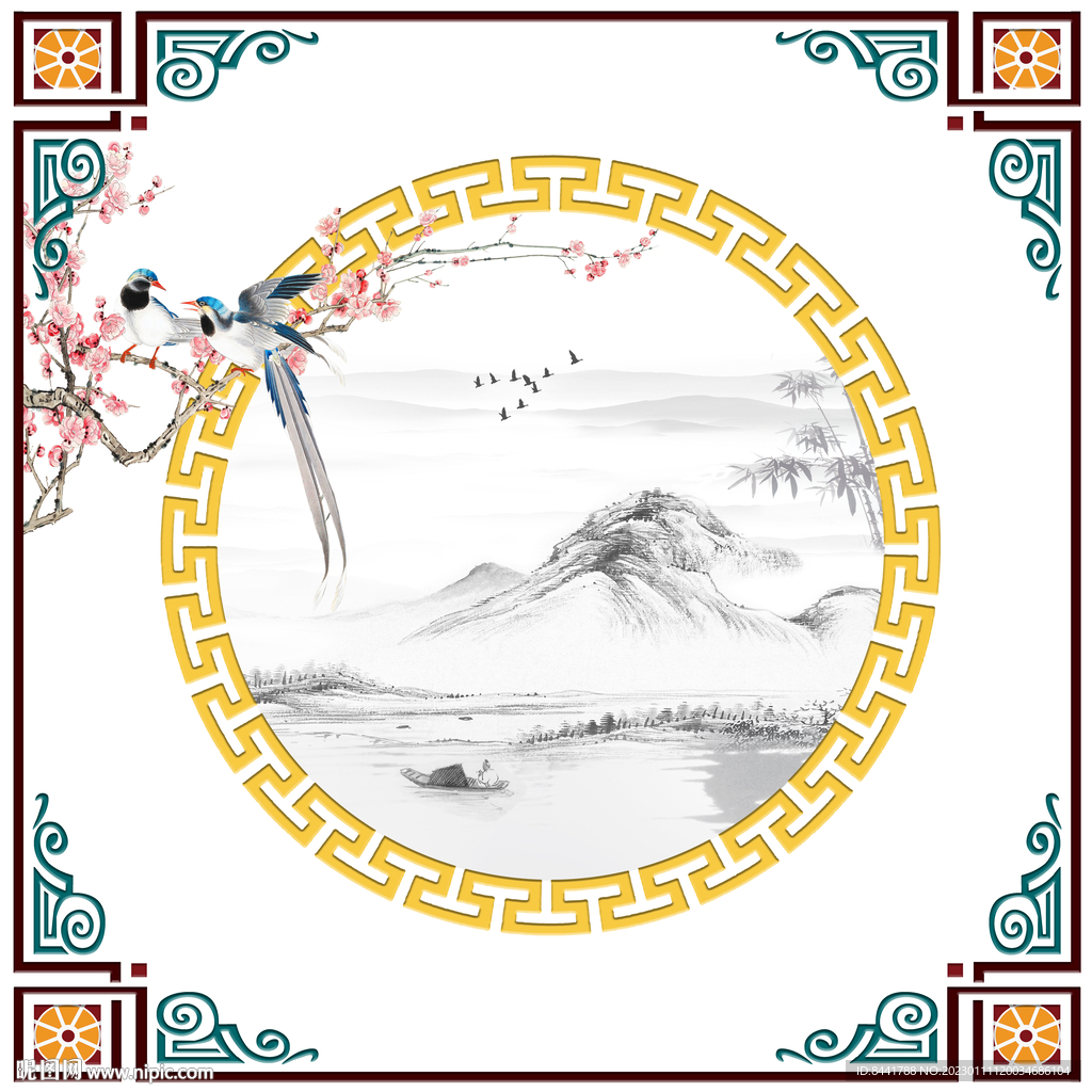 新中式桃花软膜天花吊顶