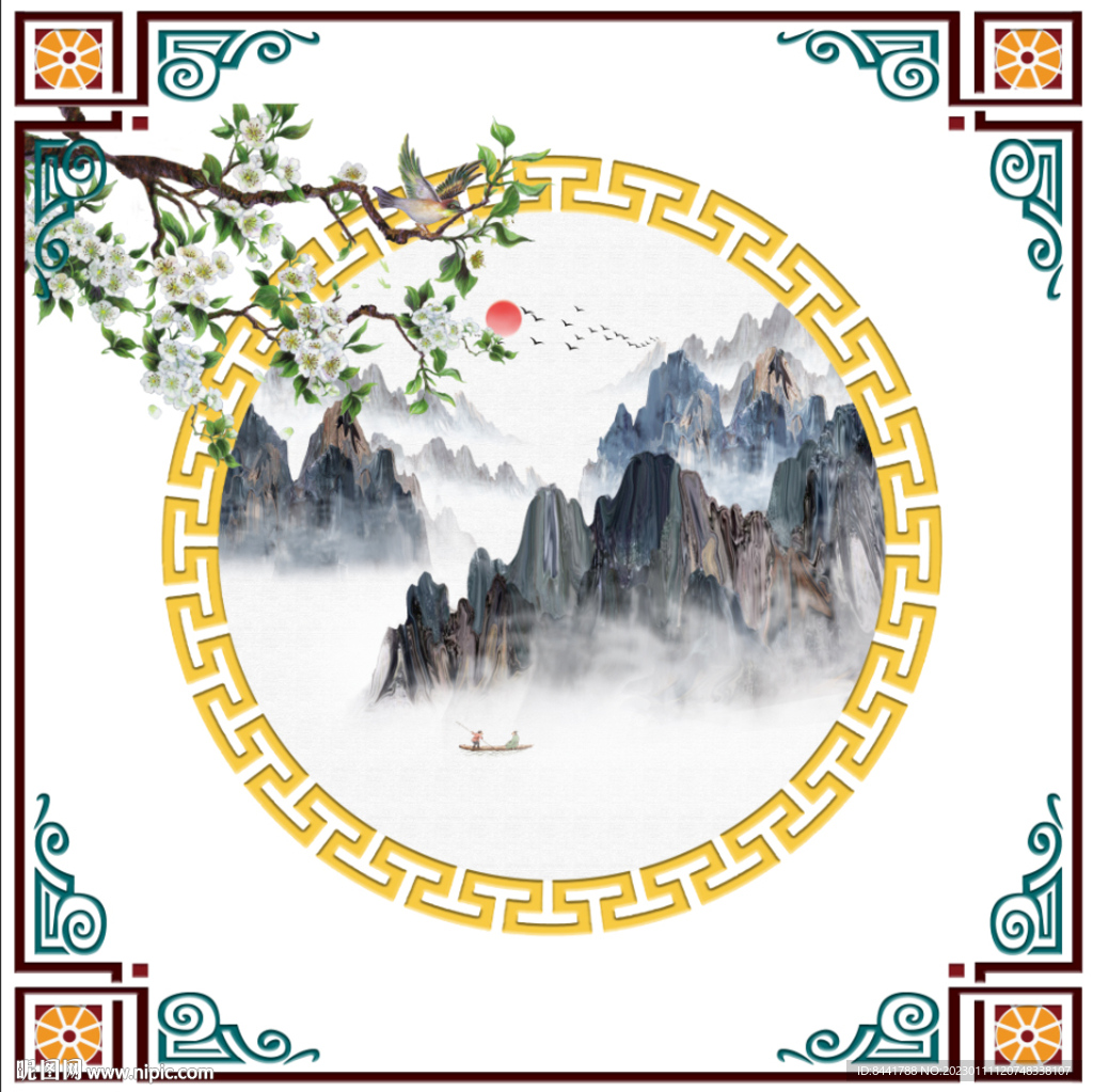 新中式山水吊顶