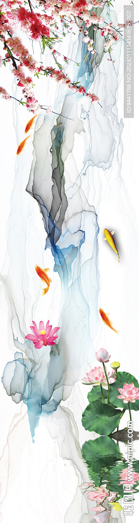 新中式水墨山水荷花