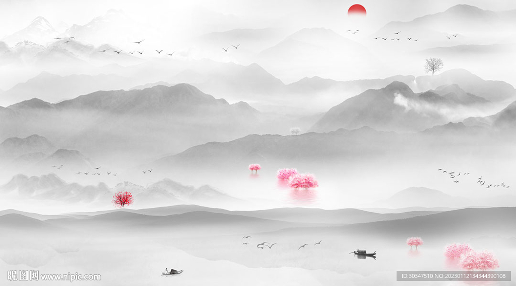 水墨江南山水装饰画