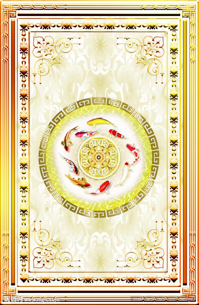 九鱼图 软膜天花吊顶