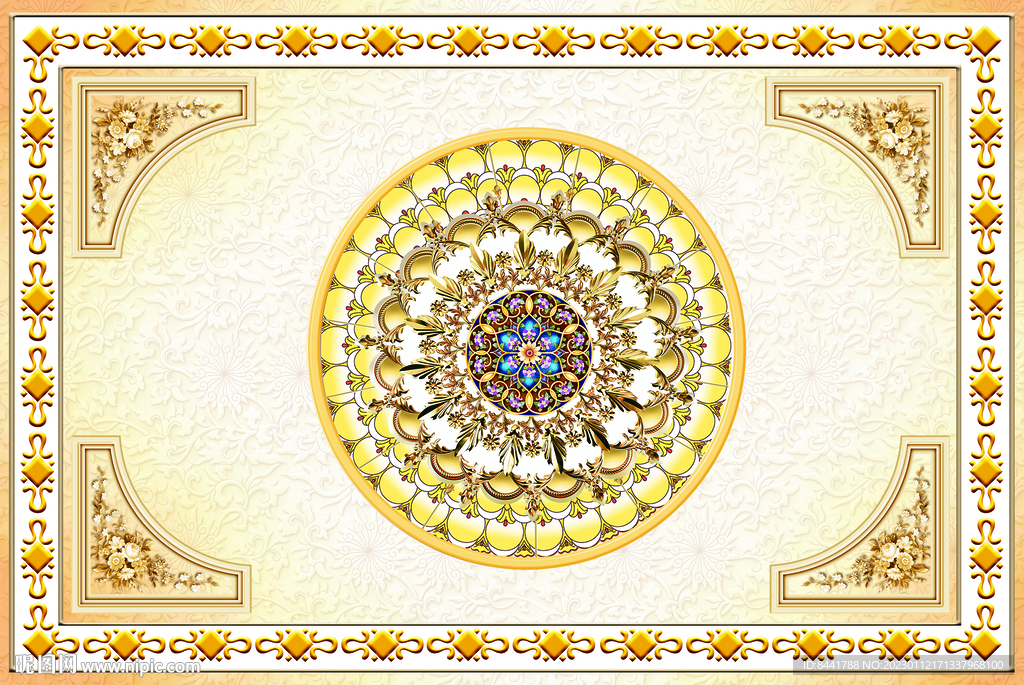 欧式立体花纹软膜天花