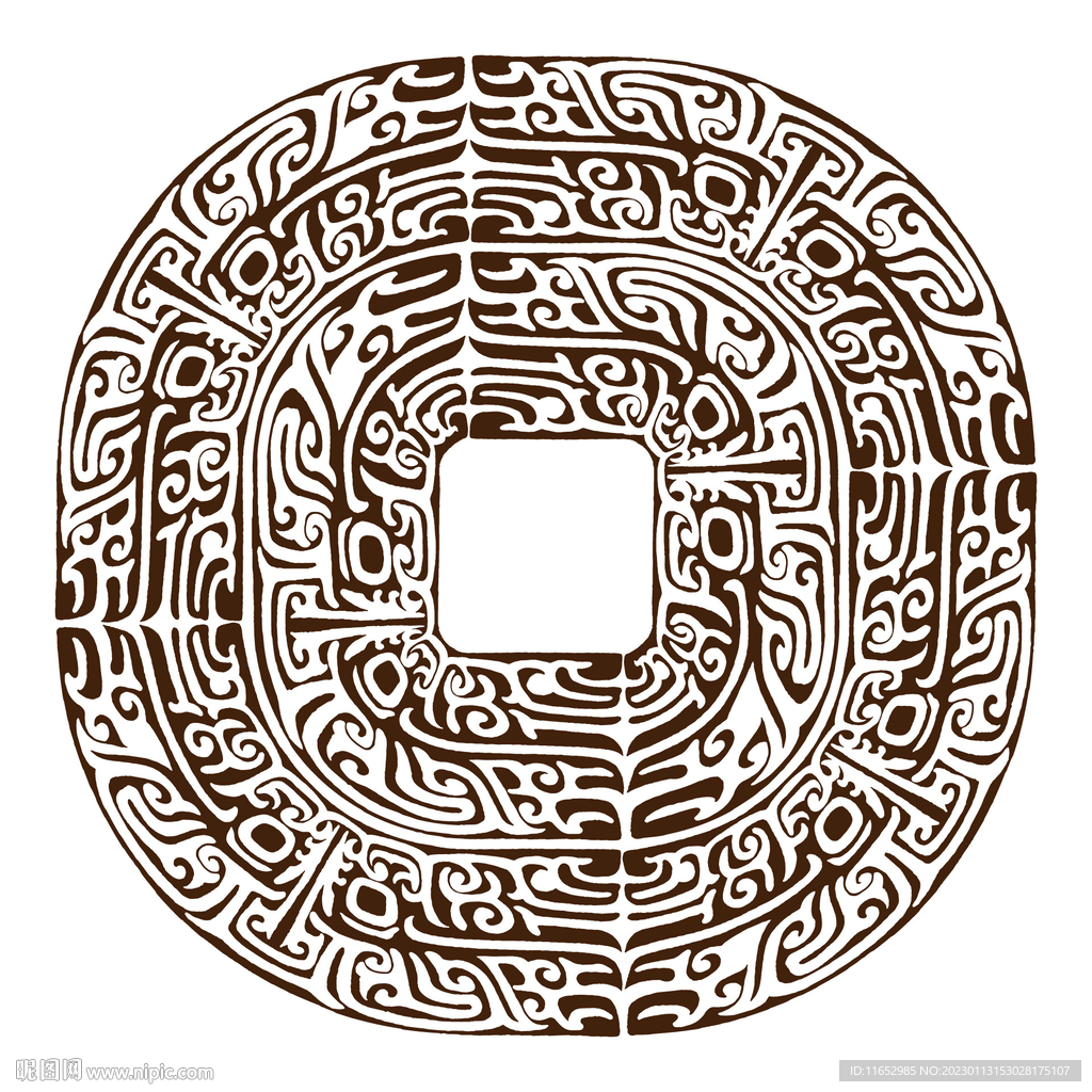 商周无缝青铜器饕餮花纹