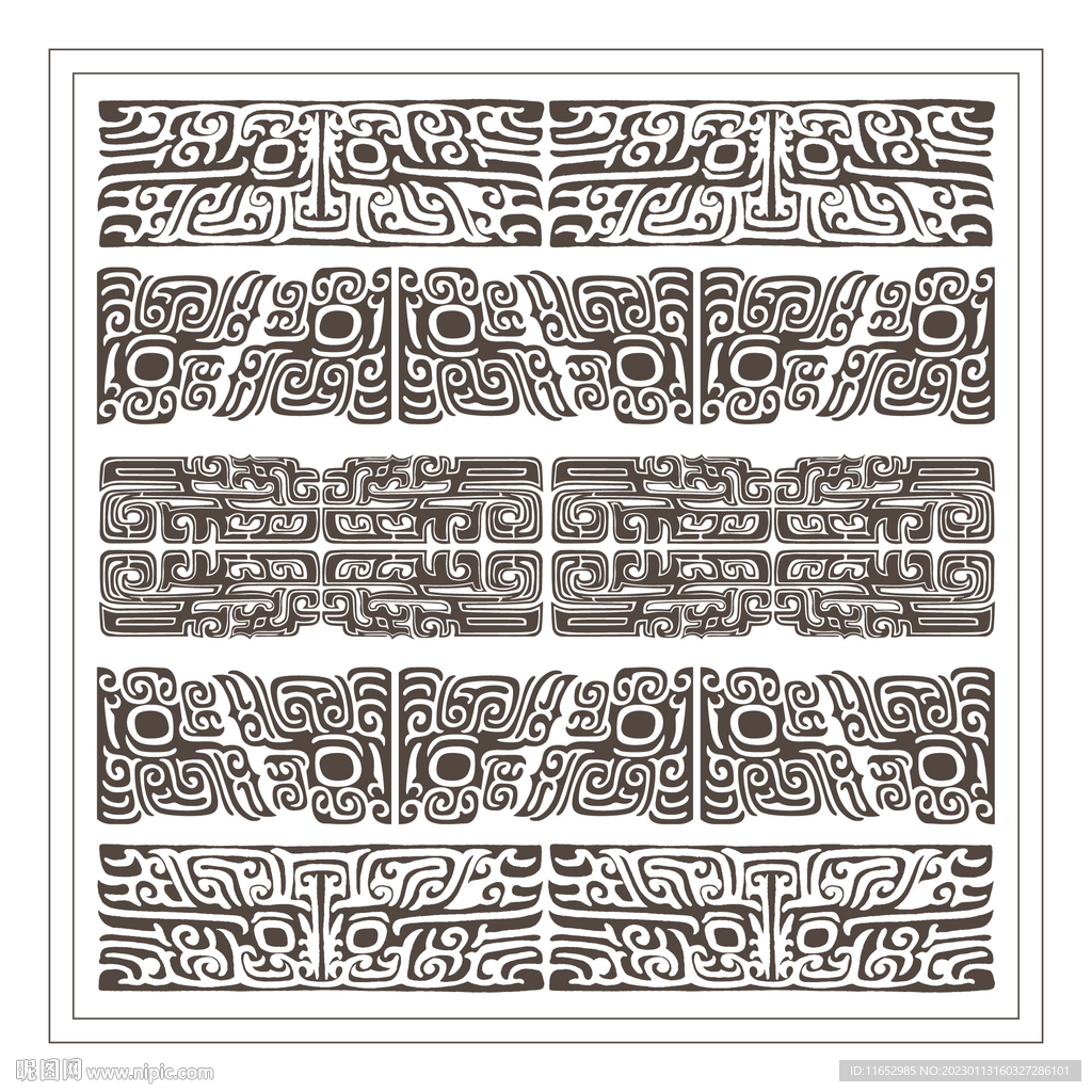 商周无缝青铜器饕餮花纹