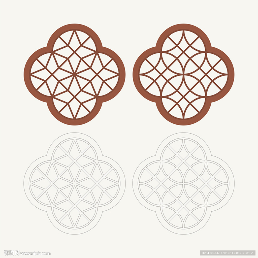 梅花形窗花格 花窗 中式图案