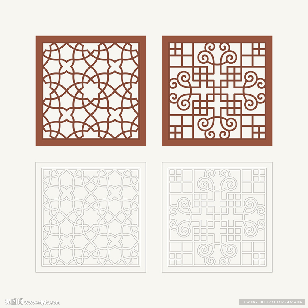 正方形窗花格 花窗 中式图案