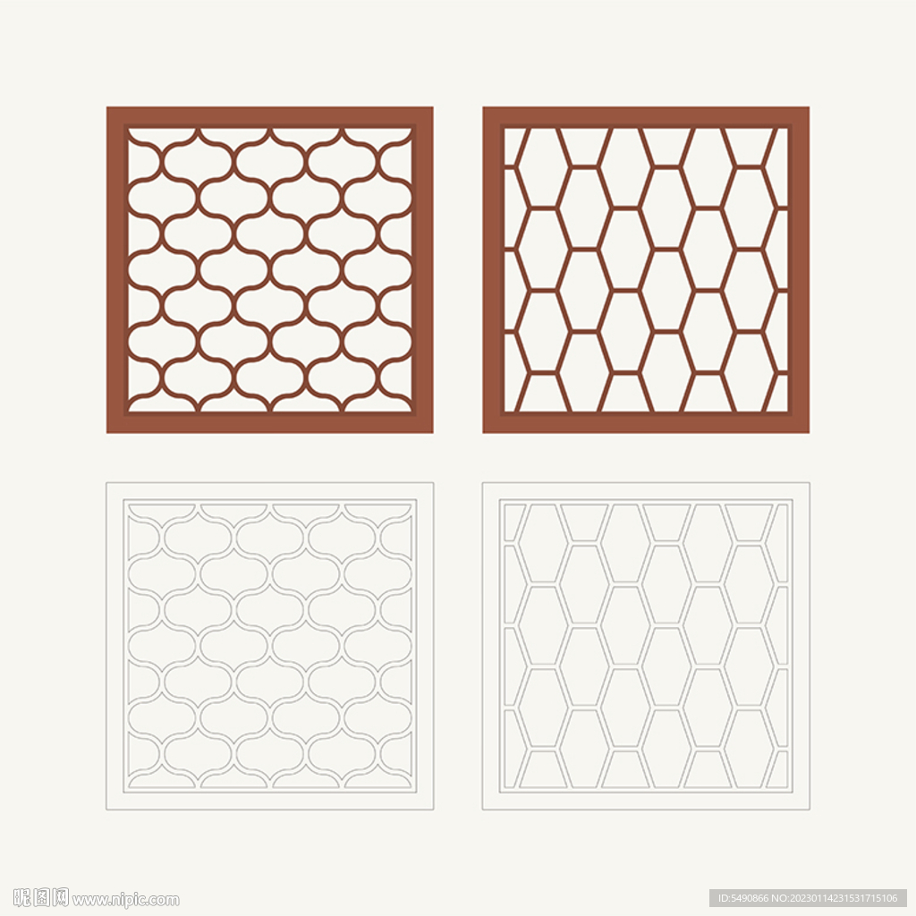 正方形窗花格 花窗 中式图案