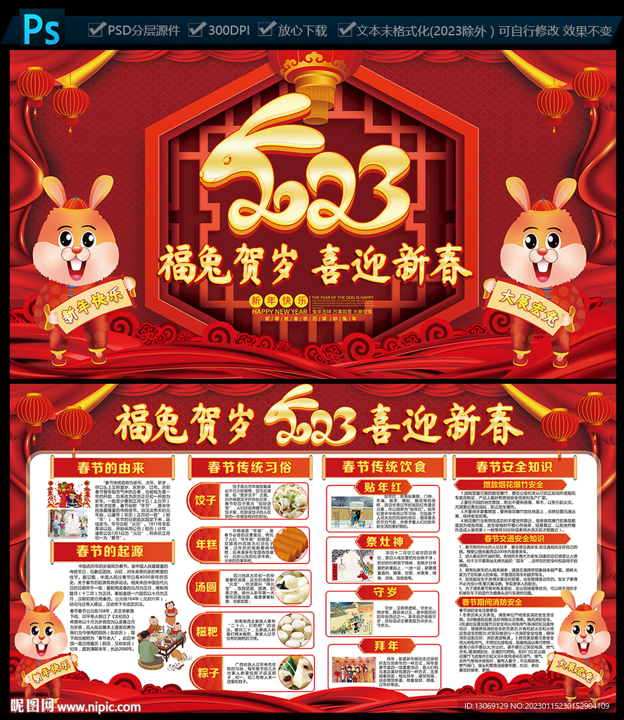 2023兔年春节展板