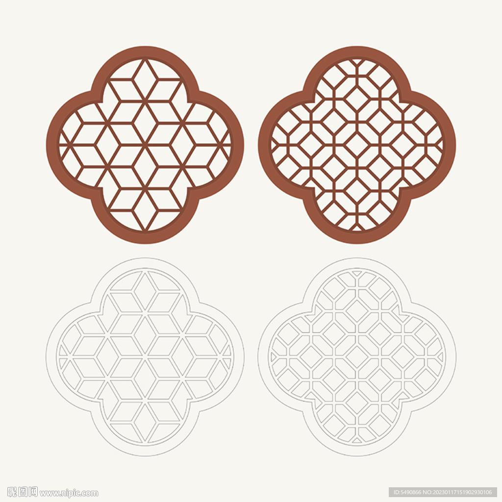 梅花形窗花格 花窗 中式图案