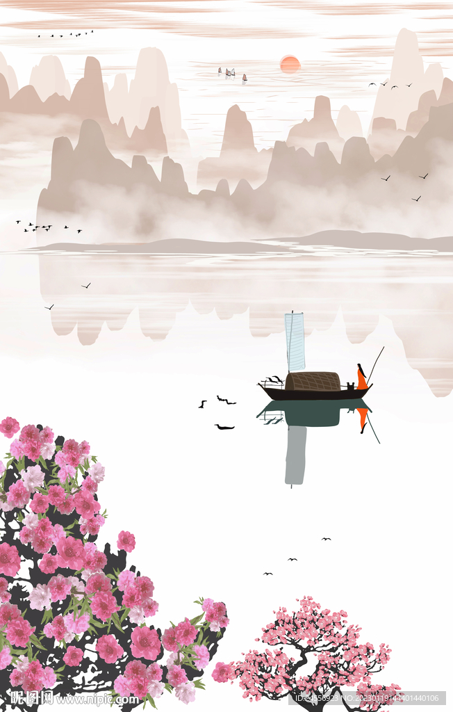 意境水墨山水画