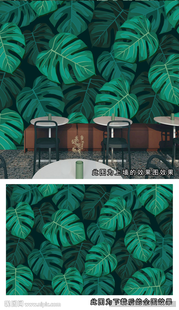 龟背竹背景墙图片