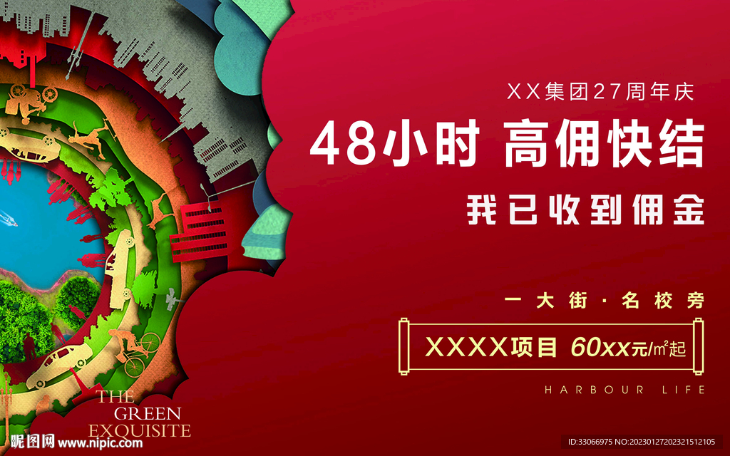 地产学区房加推海报KV展板