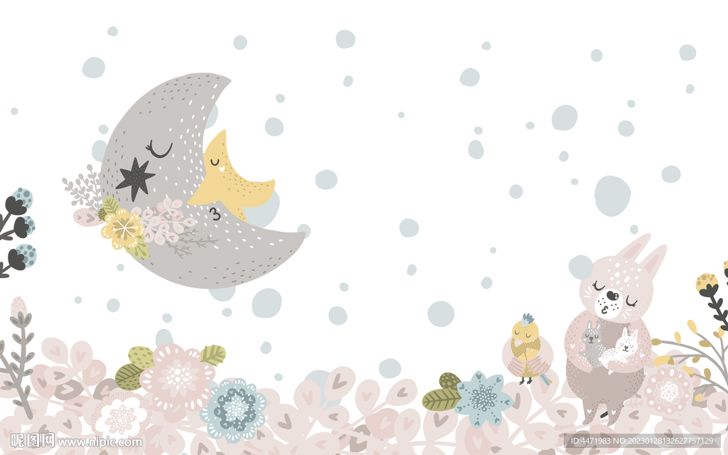 北欧风动物兔子背景墙