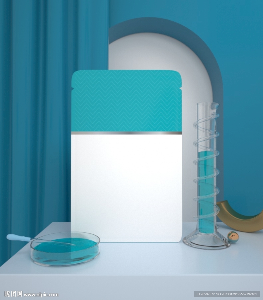 C4D面膜高模实验室场景