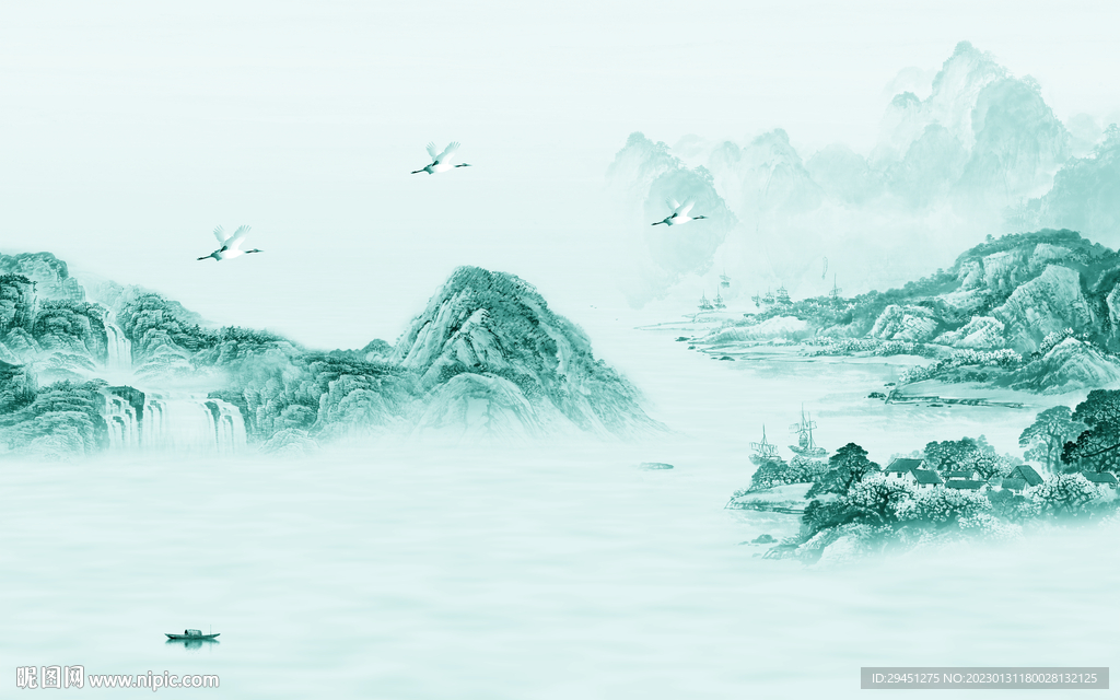 最新 简约中式山水 TiF分层