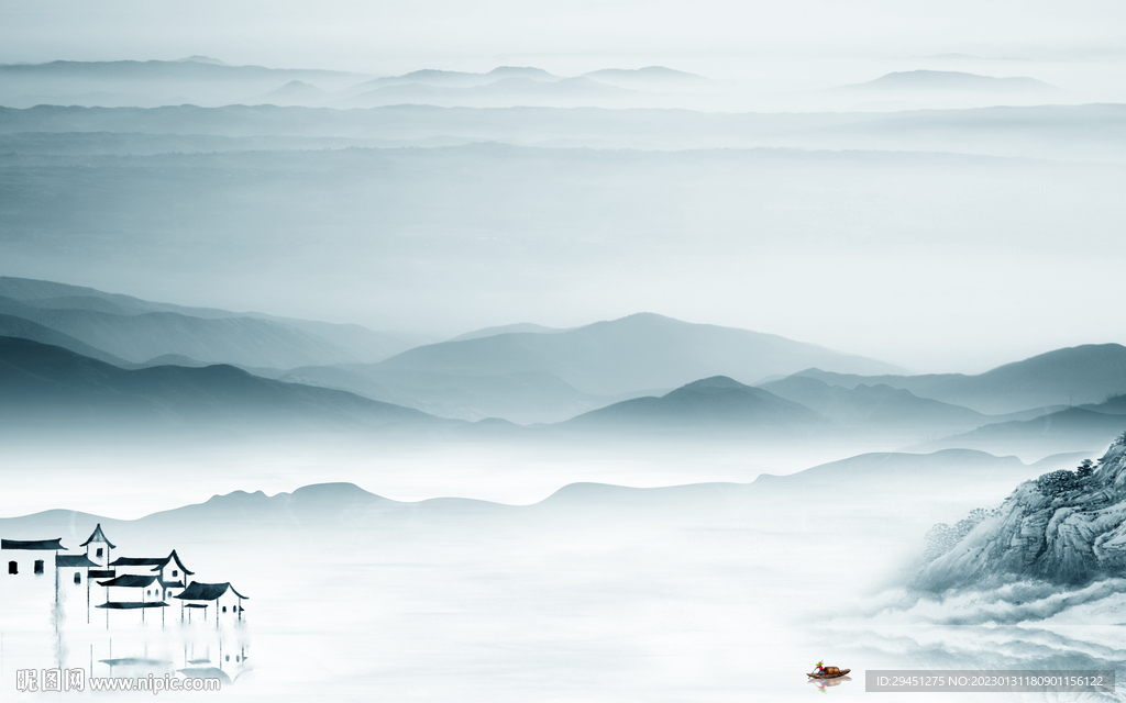 高端 简约中式山水 TiF分层